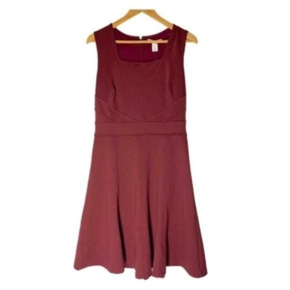 NWOT White House Black Market Fit & Flare Burgundy Dress